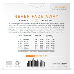 D'Addario XSAPB1047-3P, Strenges�t Western XS Phos.Bronze 010-047, 3-pack